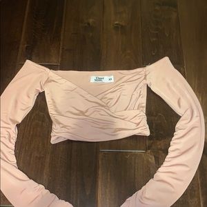 Tiger Mist Pink Long Sleeve Crop Top